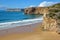 Beliche beach between Sagres and Cabo de Sao Vicente St Vincent Cape, with colorful landscape and dramatic cliffs, Sagres, Algar