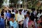 Believers come to Mass at the church of Our Lady of Lourdes in Kumrokhali, India