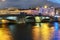 Belinsky Bridge over the Fontanka River at night. Saint Petersburg, Russia