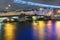 Belinsky Bridge over the Fontanka River at night. Saint Petersburg, Russia