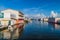 BELIZE CITY, BELIZE - MARCH 2, 2016: View of buildings along Haulover Creek in Belize Cit