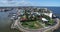 Belize City and Downtown. Caribbean Country. Drone Point of View. Beautiful Skyline
