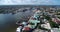 Belize City and Downtown. Caribbean Country. Drone Point of View. Beautiful Skyline