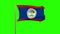 Belize flag waving in the wind. Green screen