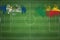 Belize vs Benin Soccer Match, national colors, national flags, soccer field, football game, Copy space