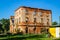 Belkno, Russia - September 2017: Ruins of a ruined 18th century manor in the autumn day