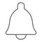 Bell alert thin line icon. Alarm message or notification sound symbol, outline style pictogram on white background