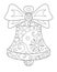 Bell with bow, antistress - vector linear illustration for coloring. Christmas or New Year element or school bell