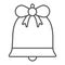 Bell with bow line and solid icon. Xmas holiday handbell outline style pictogram on white background. Christmas