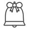 Bell with bow line and solid icon. Xmas holiday handbell outline style pictogram on white background. Christmas