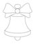 Bell with bow - vector linear illustration for coloring. Christmas or New Years element or school bell - for coloring pages or ico