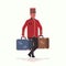 Bell boy carrying suitcases service concept bellboy holding luggage male hotel worker in uniform full length flat
