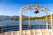 Bell on ferry of Lake Kawaguchi, Kawaguchigo, Japan with blue sky.