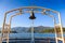 Bell on ferry of Lake Kawaguchi, Kawaguchigo, Japan on blue sky background.