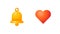 Bell and heart set of icons. Animation social networks. Alpha channel