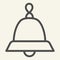 Bell line icon. Christmas holiday handbell outline style pictogram on white background. Happy New Year symbol for mobile