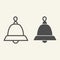 Bell line and solid icon. Christmas holiday handbell outline style pictogram on white background. Happy New Year symbol