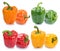 Bell pepper peppers collection paprika paprikas colorful vegetable isolated on white