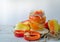 Bell pepper preserved in a glass jar