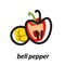 Bell peppers colorful with black bold silhouette Collection of different color bell pepper. Vector illustration icon