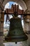 Bell at the top flight of the Leaning Tower of Pisa. Piazza dei Miracoli, Pisa, Tuscany, Italy