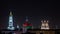 The bell tower of the Assumption Cathedral Uspenskiy Sobor, City council and house with a spire night timelapse in