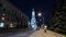 The bell tower of the Assumption Cathedral Uspenskiy Sobor day to night in Kharkiv, Ukraine