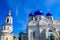 Bell tower and Cathedral of the Bogolyubovo icon of Our Lady in Bogolyubovo convent in Vladimir oblast, Russia