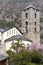 Bell tower of a church in the city of La Vella in Andorra.