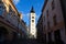 The bell tower of the Church of the Nativity of the Virgin Mary, Pribor, Czech Republic