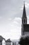 Bell tower of Church of the sacred heart, La Chaux de Fonds, Switzerland