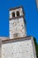 Bell tower of the Church of St. Francis in the old town of Porec also called Parenzo, in Croatia