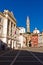 Bell tower and colorful buildings at Tartini square in Piran, Istria