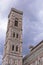 Bell tower detail of Florence Santa Maria del Fiore cathedral in Tuscany