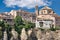 Bell tower and dome of the cathedral of Cuenca seen from the viewpoint of the national tourist parador