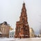 Bell tower of the Epiphany Cathedral bright landmark of Kazan, Russia