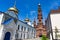 The bell tower of the Epiphany church in Kazan, Tatarstan, Russia