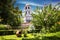 Bell tower and garden of the church of St. Constantine and Elena in Plovdiv Bulgaria