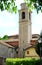 Bell tower and the group of houses in PortobuffolÃ¨ in the province of Treviso in the Veneto (Italy)