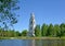 The bell tower of Holy Trinity Cathedral the 18th century on the river bank of Pertomki. Poshekhonje, Yaroslavl region