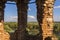 Bell tower inside the ruined Church in Russia. River view. Kolentsy, Ryazan