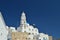 Bell Tower And Main Facade Of The Beautiful Church Of Pyrgos Kallistis On The Island Of Santorini. Travel, Cruises, Architecture,