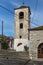 Bell Tower of Orthodox church with stone roof in village of Theologos,Thassos island, Greece