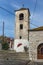 Bell Tower of Orthodox church with stone roof in village of Theologos,Thassos island, Greece