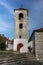 Bell Tower of Orthodox church with stone roof in village of Theologos,Thassos island, Greece