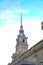 Bell tower with a spire of the Peter and Paul Cathedral in the fortress of the same name. St. Petersburg