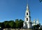 Bell tower of St. Nicholas Naval Cathedral in St. Petersburg, Russia