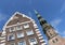 The bell tower of St. Peter`s Church. Gothic Lutheran Church in Riga, Latvia