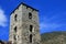 The Bell tower of St. Stephen's Church of St. Stephen in Andorra la Vella, Principality of Andorra.