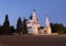 The Bell Tower Of The Temple Of Elijah The Prophet. Soviet square. Yaroslavl. Beautiful hipped bell tower. Snowy